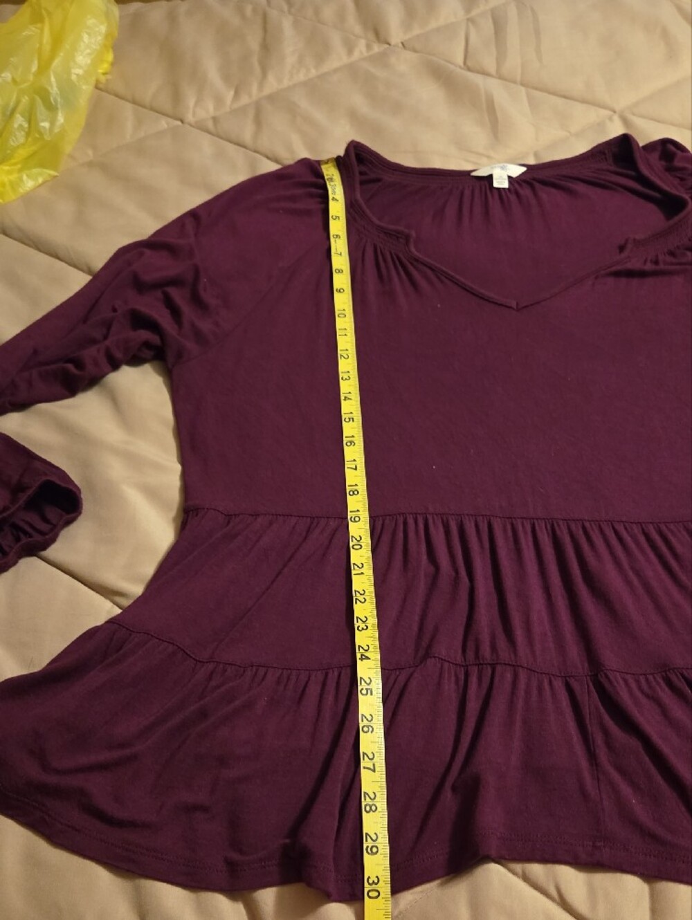 Terra & Sky Plum Long Sleeve Peplum Top - Picture 4 of 7